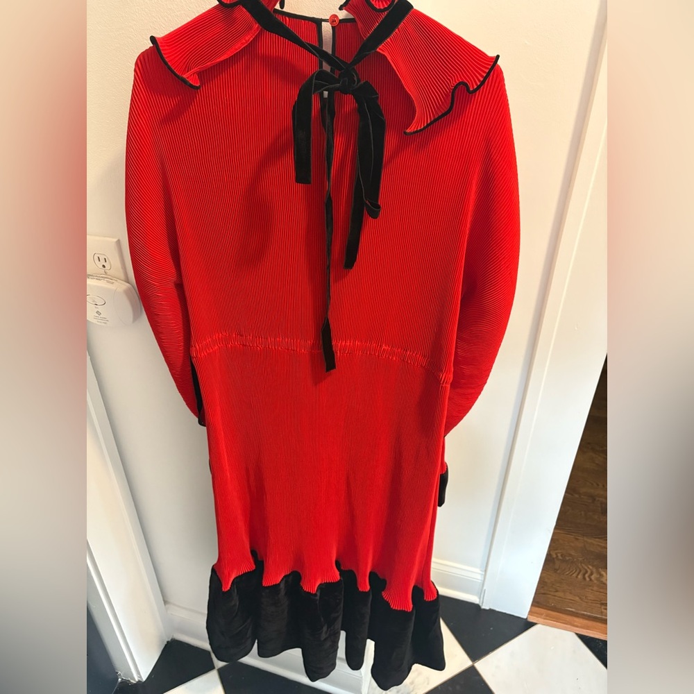 Tory Burch Convertible Pleated Ruffle Velvet Dress - Picture 8 of 13